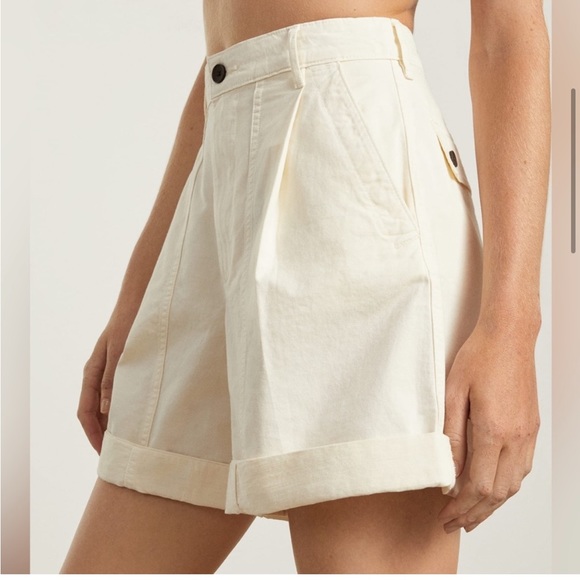 EVERLANE NWT The Tourist Short high waist in white canvas - Picture 4 of 7